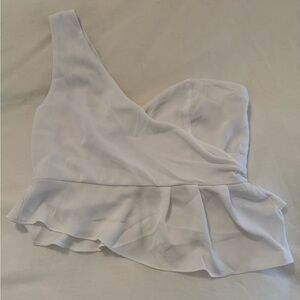 Superdown White Ruffle One-Shoulder Top